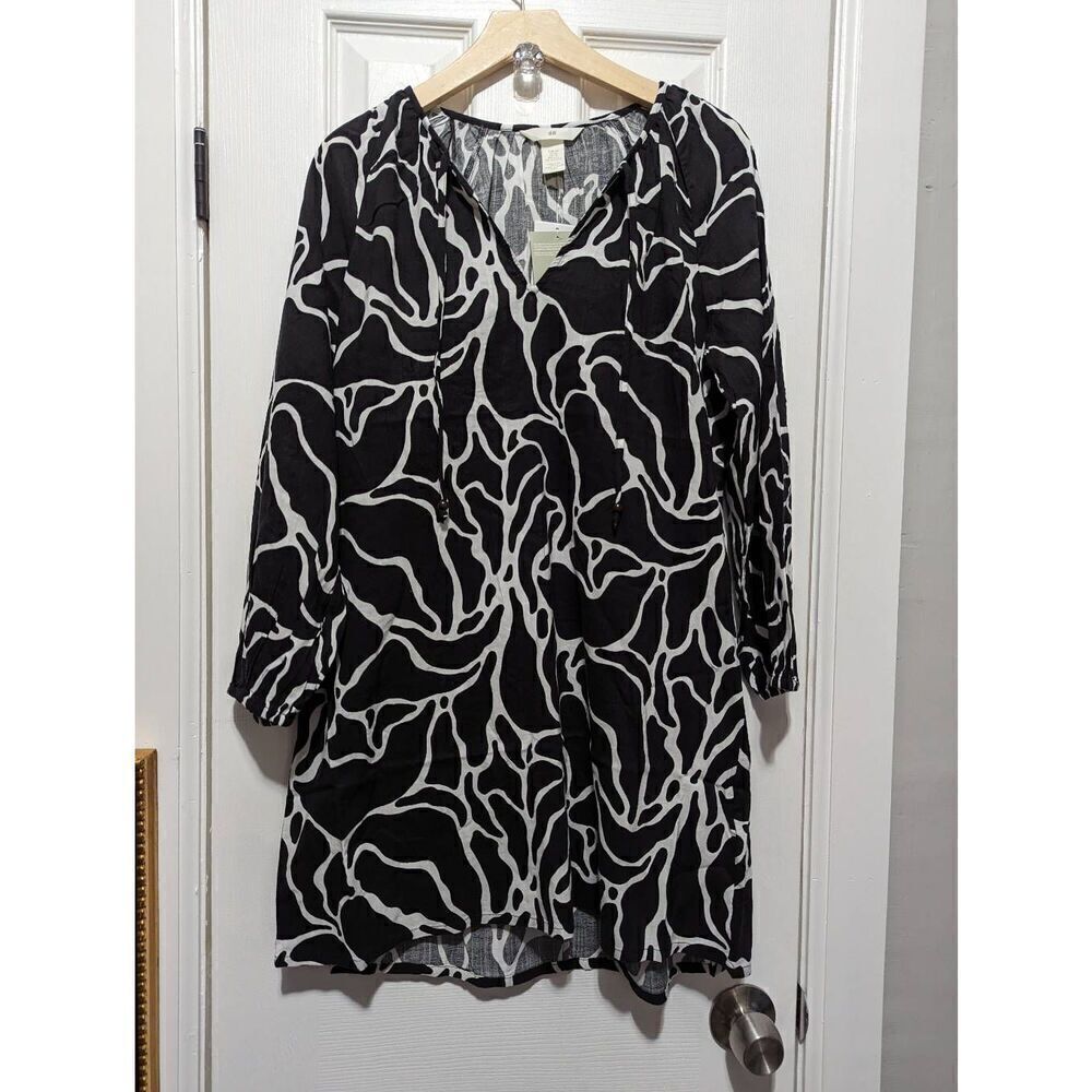 H&M Black white patterned tunic Dress XSmall